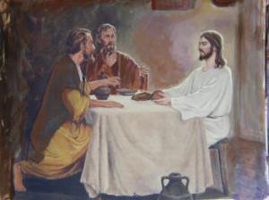 Jesus eats with the Emmaus disciples